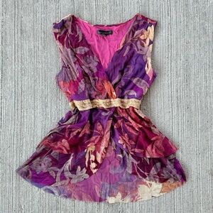 Y2k Vintage Weston Wear floral print purple and pink tank top, made in USA